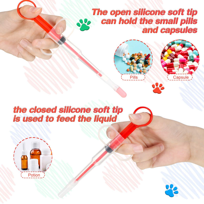 Nuanchu 6 Pieces Pet Medicine Feeding Syringe Pet Tablet Syringe with 2 Tips 2-in-1 Pet Pill Liquid Syringe Dispenser Tools for Birds Cats Dogs - PawsPlanet Australia