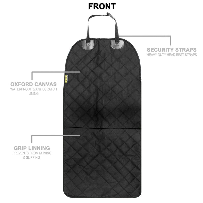 [Australia] - Dog Front Car Seat Cover -Waterproof Non Slip Padded Quilted Protector with Seat Anchors and Heat Straps 