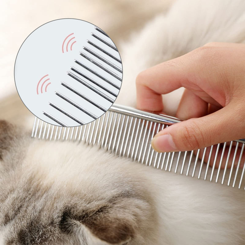 Dog Comb, Stainless Steel Dog Grooming Combs Pet Comb Dog Comb Metal Comb Pet Brush Dog Brush for Large, Medium and Small Dogs and Cats with Tangled Short/Long Hair (19 x 4 cm) - PawsPlanet Australia