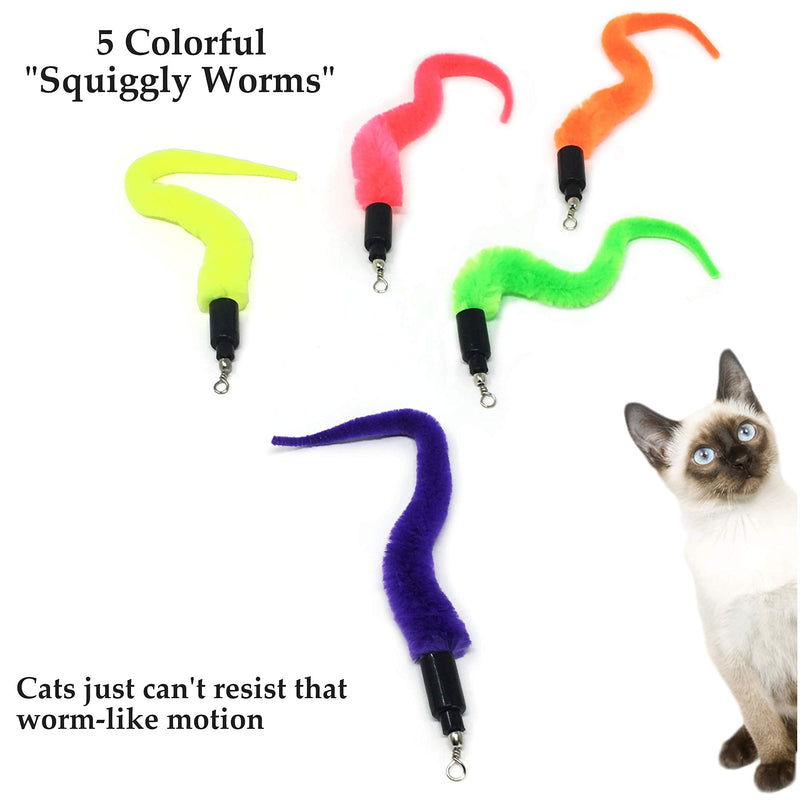 Pet Fit For Life 10 PC Squiggly Worm Furry Mouse Cat and Kitten Feather Toy Replacement Pack - PawsPlanet Australia
