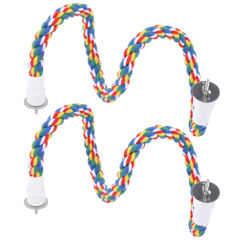 2Pcs Bird Chew Rope Brightly Colored Bird Perch Stand Cotton Bird Ladder Toys for Parrots Parakeets Perching Playing(60CM) 60CM - PawsPlanet Australia