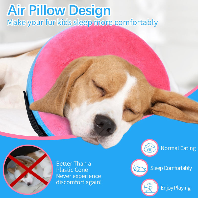 FWLWTWSS Inflatable Neck Brace Dog & Neck Brace Cat, Protective Dog Collar with Adjustable Velcro Fastener, Dog Collar Leak Protection for Recovery After Surgery or Wounds for Dogs (Pink M) Pink [Neck: 20.3cm - 30.5cm] M - PawsPlanet Australia