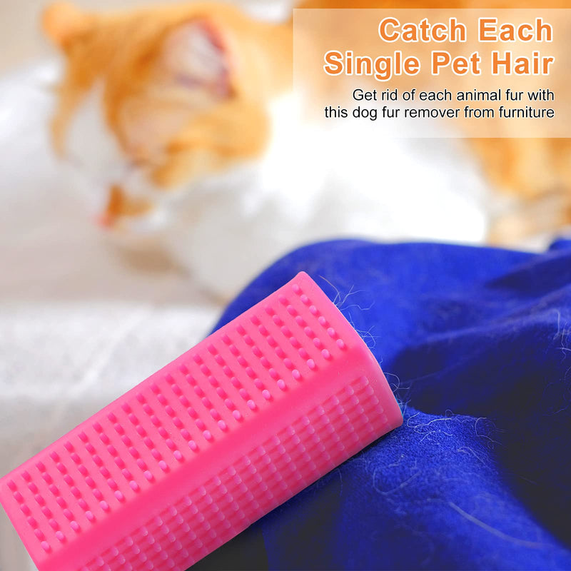 3 Pieces Hollow Cat Hair Remover Silicone Pet Grooming Massage Brush Pet Fur Cleaner Brush for Furniture Carpet Sofa Car (Blue, Rose Red, Orange) - PawsPlanet Australia