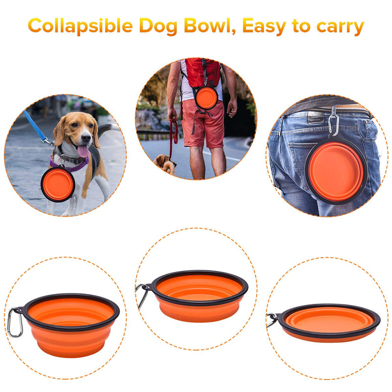[Australia] - Feeko Collapsible Dog Bowls for Travel, 2 Pack Silicone Foldable Expandable Portable Dog Bowl for Dog/Cat Food Water Feeding, Pet Feeding Cup Dish for Traveling with Carabiners Large 