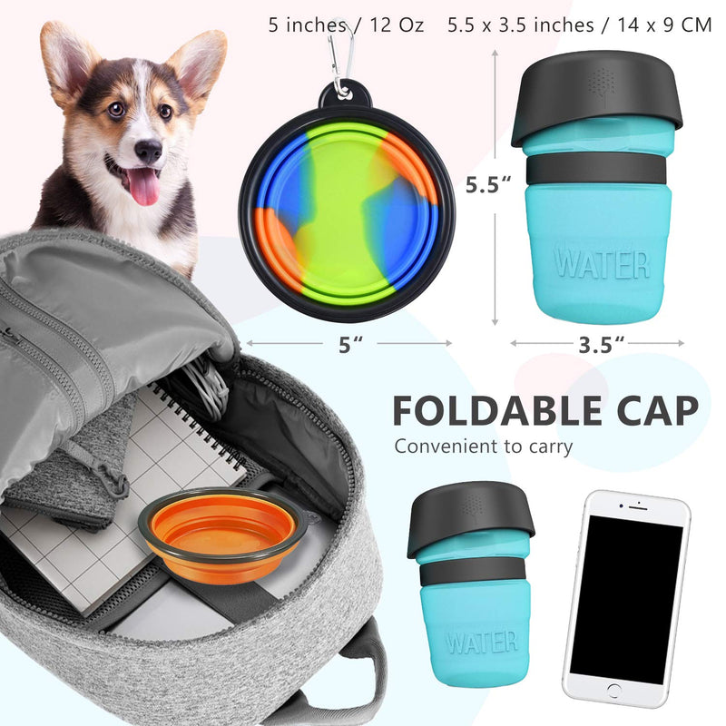 Pet Water Bottle for Dogs,Dog Travel Water Bottle,Upgraded 2 in 1 Drinking Cup Dispenser for Pets,with 2 Collapsible Bowls,Leakproof Foldable Food Bowl for Outdoor Travel Walking Hiking BPA Free - PawsPlanet Australia