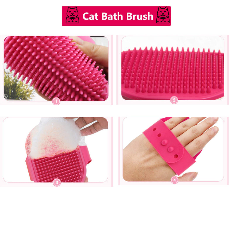 CNXU 3 Pcs Large Multi-Function Cat Grooming Bath Bag with Handle Gloves，Anti-Scratch Anti-Bite Adjustable Kitty Restraint Mesh Bag for Bathing, Nail Trimming, Injection, Medicine Taking Pink - PawsPlanet Australia