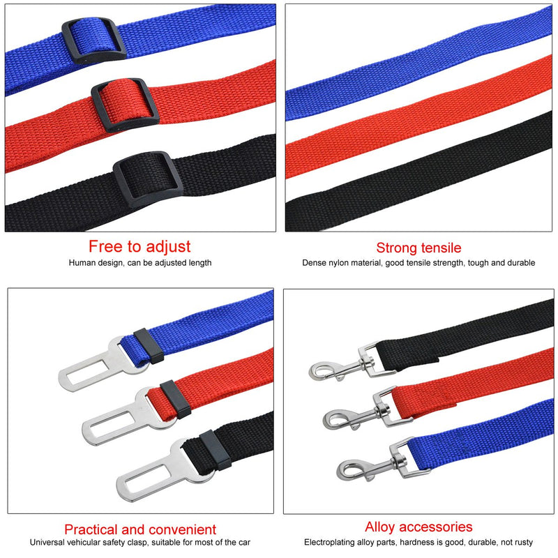 [Australia] - Dog Seatbelt, Adjustable Pet Car Safety Seat Belt Nylon Dogs Leads Vehicle Seatbelts, 3 Pack 