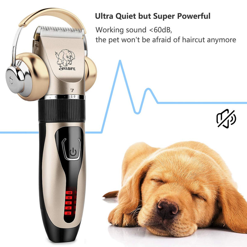 [Australia] - Yabife Dog Clippers, USB Rechargeable Cordless Dog Grooming Kit, Electric Pets Hair Trimmers Shaver Shears for Dogs and Cats, Quiet, Washable, with LED Display 