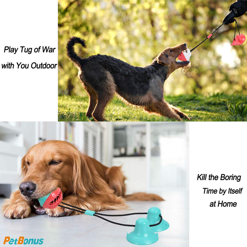 [Australia] - PetBonus Dog Chew Toys, Pet Rope Toys with 2 Suction Cups, Dog Puzzle and Teeth Cleaning Toy, Interactive Treat Food Dispensing Toys for Small Medium Large Dogs Orange + Blue 