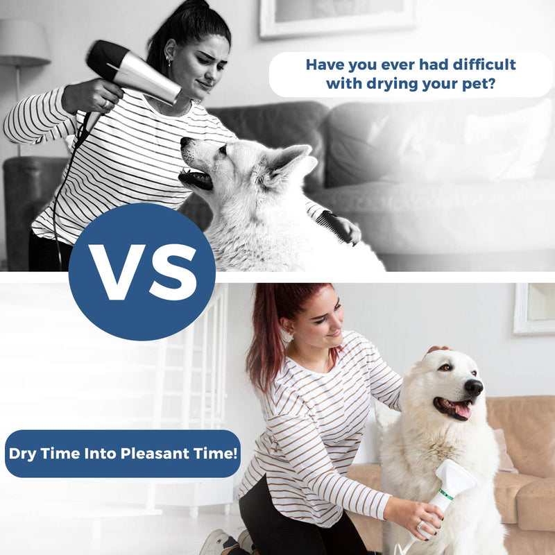 Dog Hair Dryer, 2-in-1 Hair Dryer/Brush | Perfect as a hair dryer and brush for dogs, cats or other pets Pet Blower | Mobile and quiet brush for small and medium-sized dogs and cats - PawsPlanet Australia
