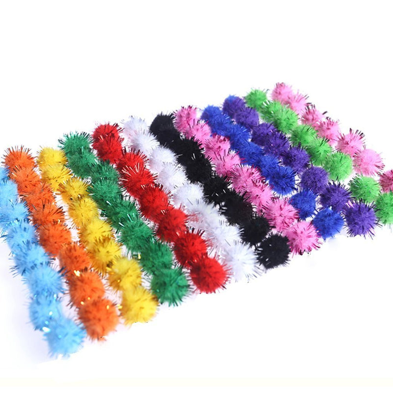 BIPY 20/Pack 3.5cm Cat Toy Soft Balls Kitten Toys with Tinsel Fluff Indoor Pompom Ball Assorted Color Random - PawsPlanet Australia