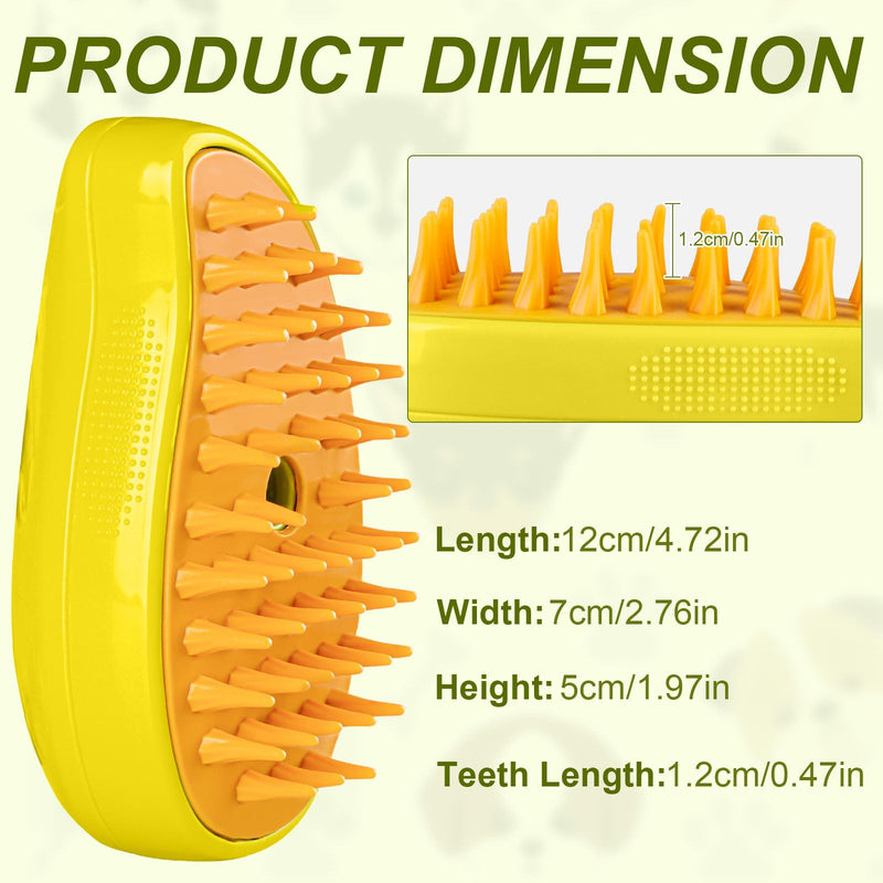 Steamy Cat Brush - 3 In1 Cat Steamy Brush, Self Cleaning Steam Cat Brush, Cat Steamer Brush for Massage, Cat Hair Brush for Removing Tangled and Loosse Hair Yellow - PawsPlanet Australia