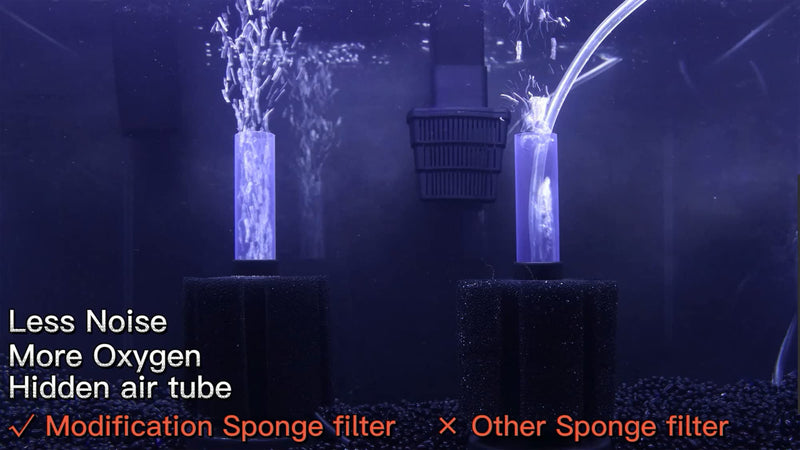 ALEGI Aquarium Sponge Filter with Air Stone, Sponge Filter Modification More Oxygen, Less Noise for Betta, Nano, Shrimp, Fry Fish Tank Small up to 10Gal 2 Pcs - PawsPlanet Australia