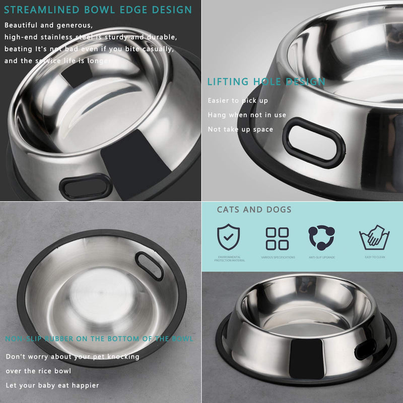 CHICAN stainless steel dog bowl cat bowl with portable hole, 2 stainless steel dog bowl cat bowl, medium and large pet food bowl, pet bowl cat food non-slip dog bowl (M-26cm) M-26cm - PawsPlanet Australia