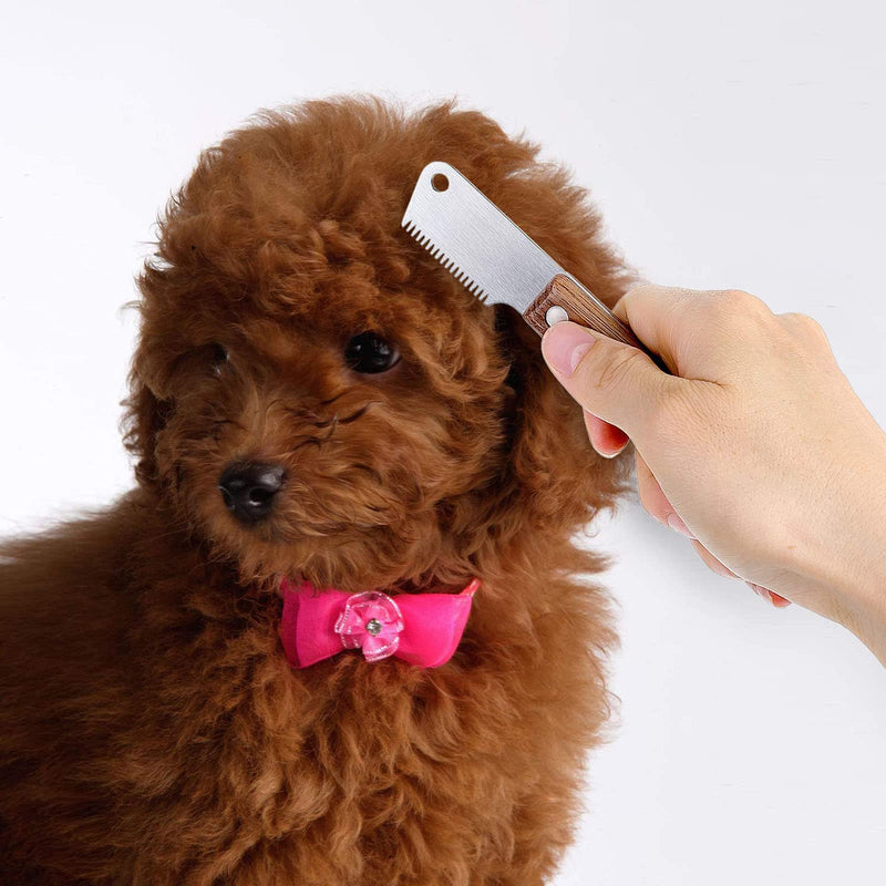 Lushly Dog Trimming Knife Pet Shaving Comb Grooming Accessories Combs Comb with Wooden Handle for Dogs Cats - PawsPlanet Australia