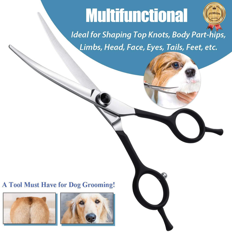 Upward Curved Dog Grooming Scissors Dog Scissors Shears for Grooming Face and Paws Safety Dog Grooming Shears Trimming Cutting Scissors for Dog Cat Pet Grooming 6 Inch 6 Inches Curved - PawsPlanet Australia