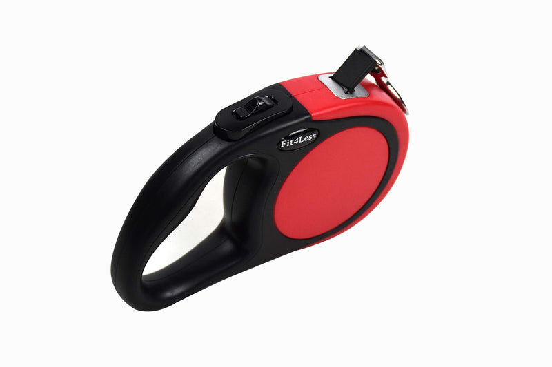 [Australia] - Fit4Less Retractable Dog Leash 16 ft Length Ideal for Small and mid Size up to 44lbs, with one Button Break and Lock. (Red) 
