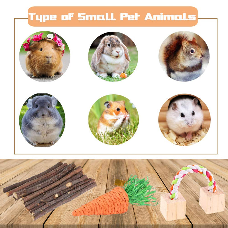 Suwikeke Guinea Pig Toys, Hamster Chinchilla Gerbil Rat Ball Roller Chew Toys Bunny Rabbits Molar Wooden Accessories, Teeth Care Molar Pet Supplies for Small Animals(Pack of 14) - PawsPlanet Australia