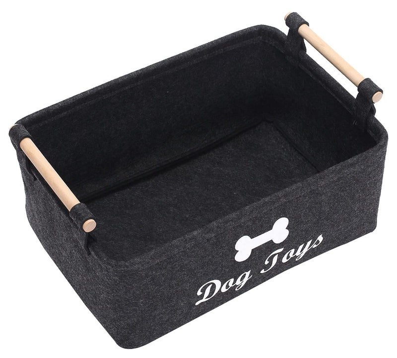 Brabtod Felt Storage Baskets - Foldable Storage Cube bin, Dog Toy Box Storage Basket Chest Organizer Perfect for pet Toys, Blankets, leashes, etc -dark gray Dark Gray - PawsPlanet Australia