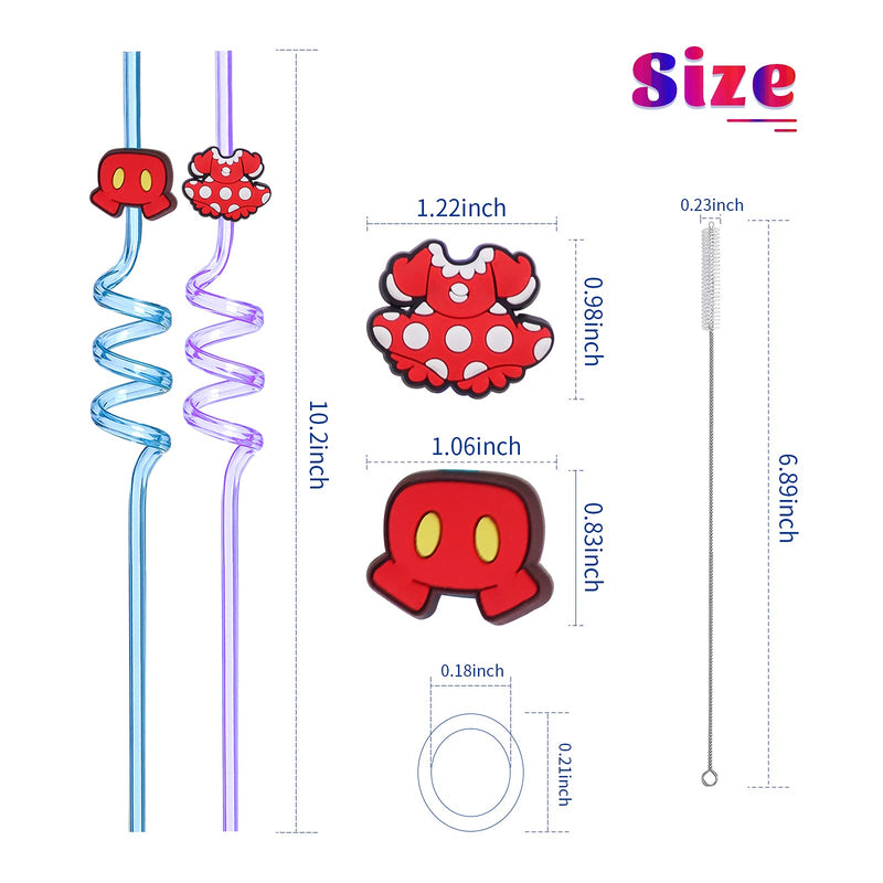 Aiseve Mouse Straws 24PCS Reusable Party Drinking Straws Kids Mouse Themed Supplies Plastic Favors with 2 Cleaning Brushes for Juice MilK Soup Drinks Colorful Decoration and Birthday Present Gift Multi-24 - PawsPlanet Australia