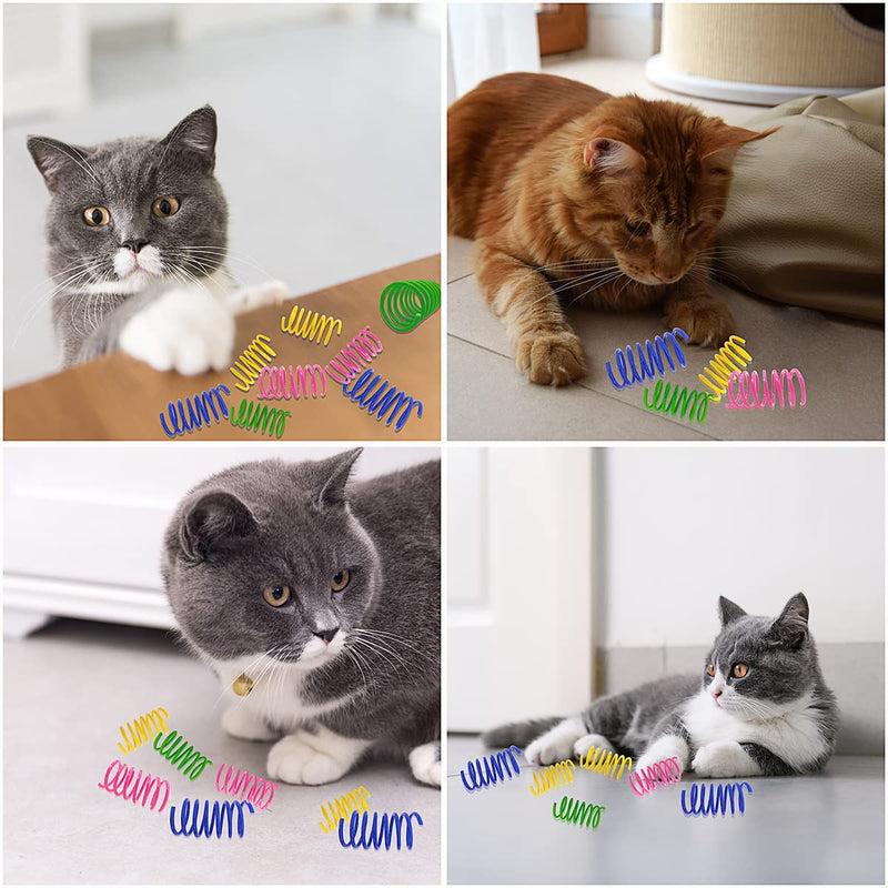 PAWSCRAT Cat Spring Toys, 20 Packs Colorful and Durable Plastic Spring coils That Attract Indoor Cats to swat, bite, and Hunt, Providing Interactive Playtime and stimulating Their Natural Instincts - PawsPlanet Australia