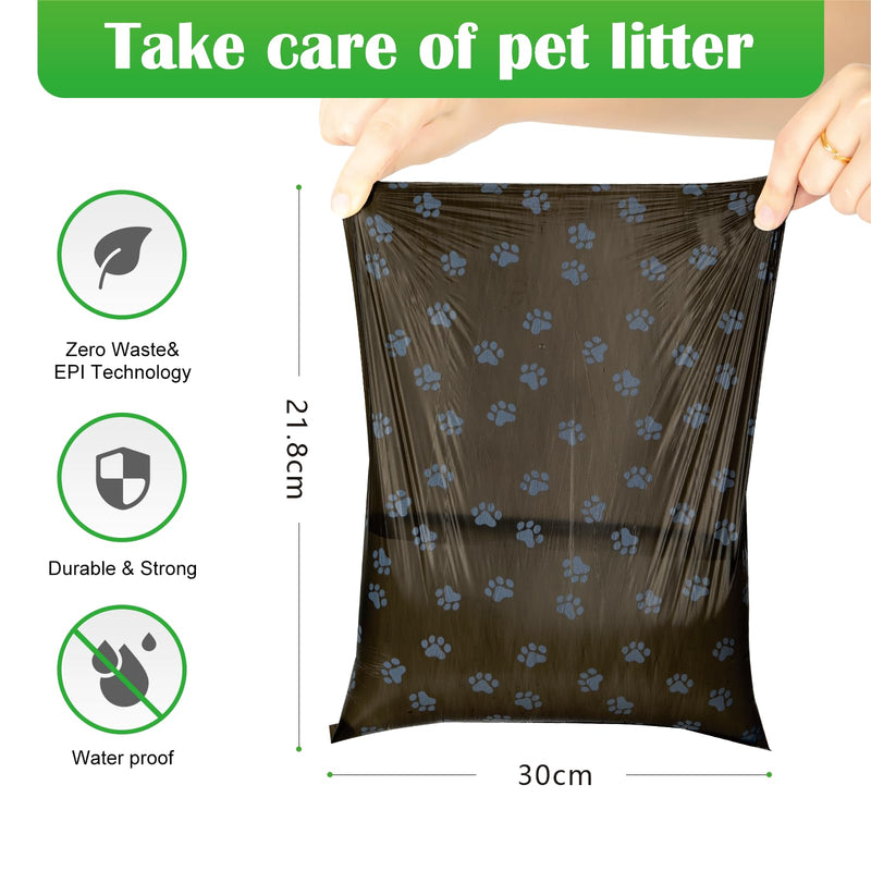 Dog Poop Bags 25 Rolls (375 Bags), Extra Thick and Leak-Proof 22 x 30CM, with Portable Dispenser Suitable for All Types of Pets (Gray) Gray - PawsPlanet Australia