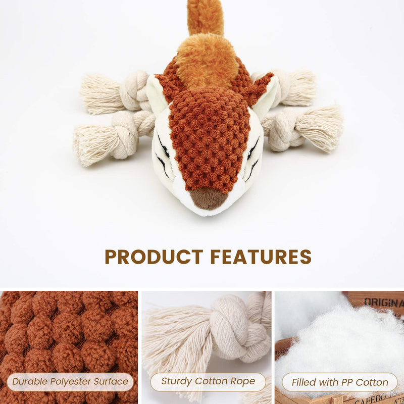 PUHOHUN Dog Plush Toy, Squeaky Dog Toy with Crinkle Paper, Interactive Chew Toys, Anxiety Relief Chew Toy for Small Medium Large Dog squirrel - PawsPlanet Australia