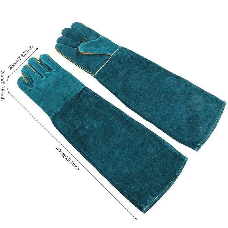 XIEHUZA Animal Handling Anti-Bite Gloves, 16inch Reinforced Leather Welding Gloves for Gardening, Grooming, Dog Training, Cat Scratch, Bird Handling Falcon Gloves Grabbing, Bite Resistant Feed Gloves 40cm/ 16inch - PawsPlanet Australia