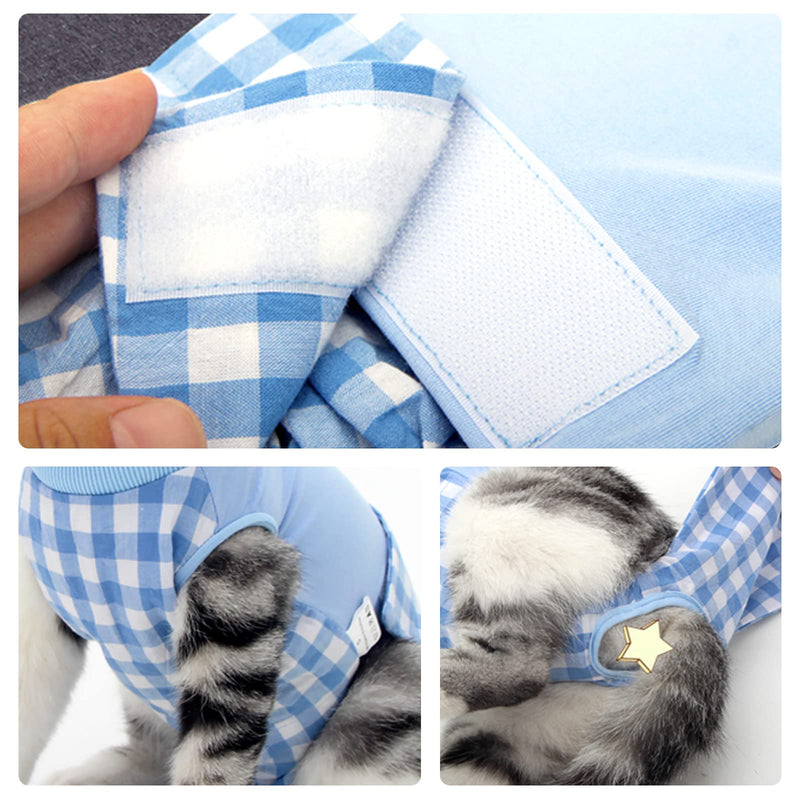 PUMYPOREITY Surgery Recovery Suit for Cats, Medical Pet Shirt Soft Pajama Suit After Surgery Wear Cat Medical Vest Anti Licking for Abdominal Wounds Skin Diseases Sterilization (Blue, S) Blue - PawsPlanet Australia