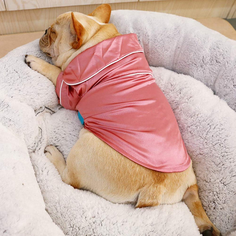 Wishwin Small Dog Pajamas for Girls Boys Soft Silk French Bulldog Elegant Dogs Pajama Robe Medium Large Size Dogs Puppy Pajamas M Pink - PawsPlanet Australia