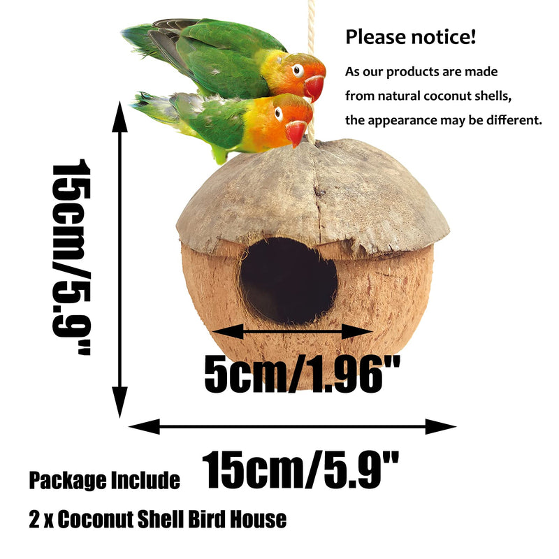 Natural Coconut Bird Hide Nest Hut House Coconut Shell Breeding Bird Nest Coconut Fiber Hanging Birdhouse Cage Habitats Decor For Pet Parrot Budgies Parakeet Lovebird Finch Canary Hamster (2 packs) - PawsPlanet Australia