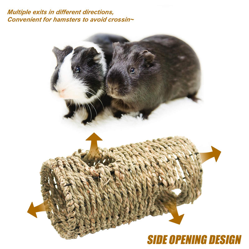 suruikei Hideaway Seagrass Tunnel with Balls, Grass Tunnel House, Small Animal Activity Center, Multiple Entrances Makes This Ideal for Multiple Pets,Perfect for Gerbils,Hamsters and Chinchillas 7.8"Lx3.93"W - PawsPlanet Australia