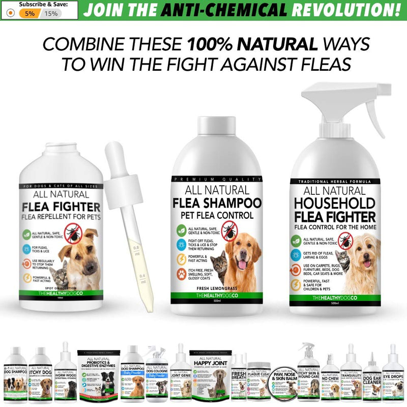 All Natural HouseHold Flea Spray | Flea Fighter | 500ml | Safe For Dogs, Children, Pets | Repellent & Flea Killing Spray | For Dog & Cat Fleas Ticks Lice & Insect | Use on Carpet, Bed, Furniture, Car - PawsPlanet Australia