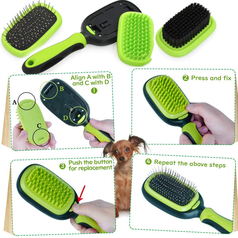 Sammiu Pet Grooming Brush 5 in 1 Pet Massage Kit Dog Brush Cat Brush Bath/Bristle/Pin Brush Dog Deshedding Tool Dematting Comb for Dog and Cat with Long or Short Hair - PawsPlanet Australia