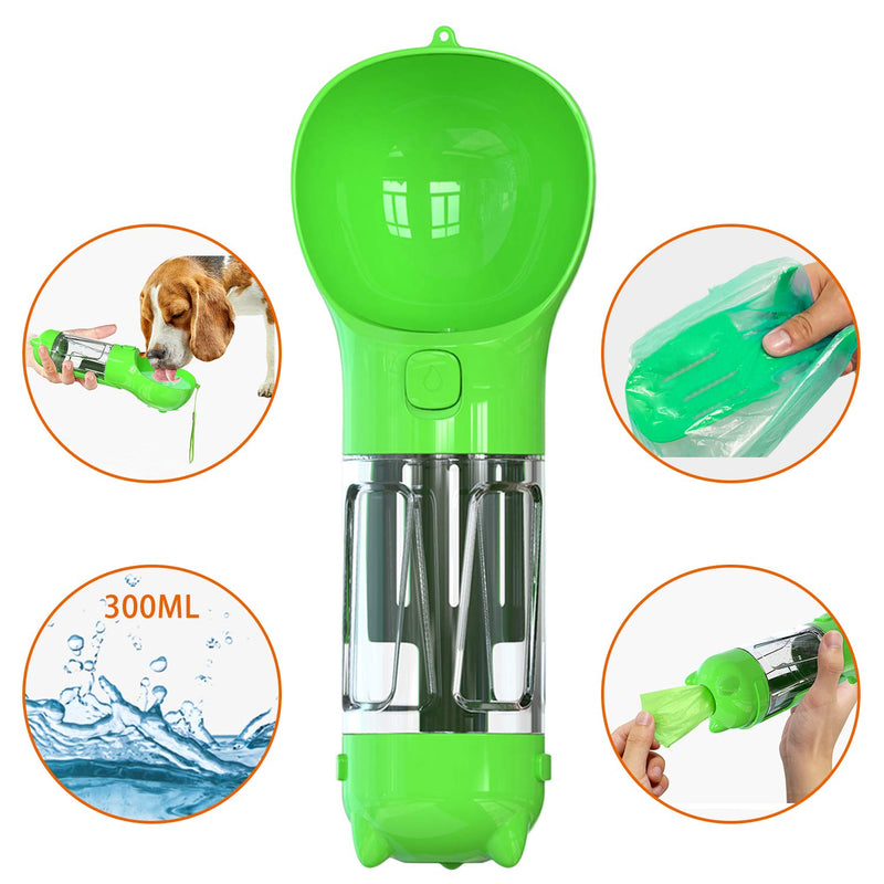 [Australia] - WOMRICH Dog Travel Water Bottle,Leak Proof Portable Pet Drinking Bottle Bowl Drink Cup Bowl Dispenser for Walking Traveling Hiking, Outdoor Water&Food Bowl for Dogs and Cats,12 oz Green 