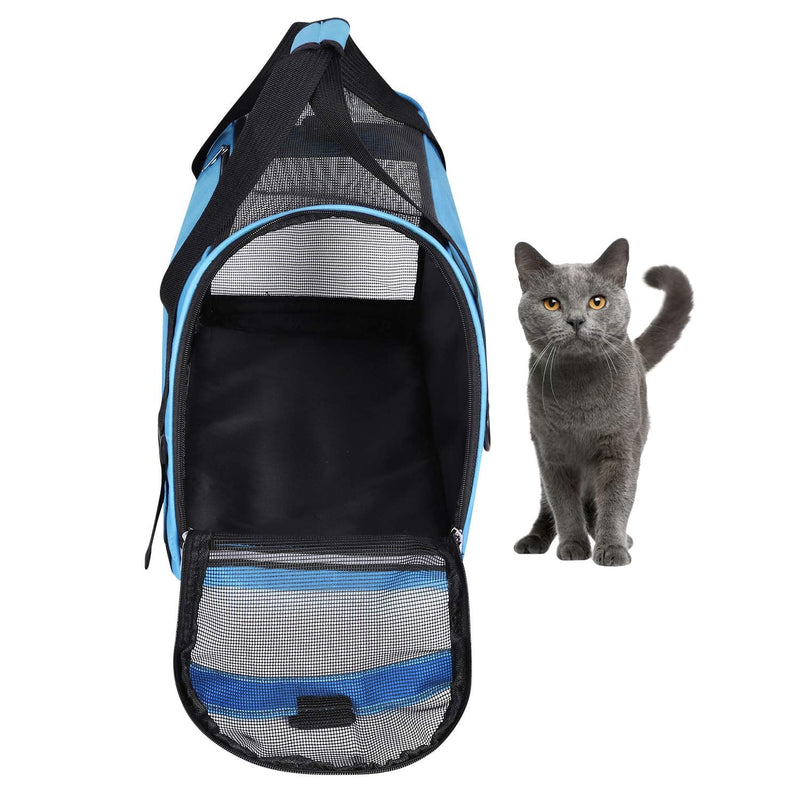 Pet Dog Cat Carrier Bag Puppy Handbag Portable Pet Travel Bag Soft Sided Bag Airline Approved with Breathable Mesh Pouch Pet Car Seat Booster Puppy Cage Tote for Small Medium Dogs Cats Puppies Rabbit Blue-L size - PawsPlanet Australia