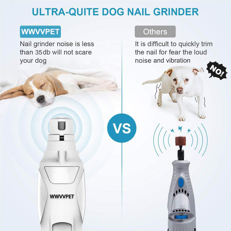 [Australia] - WWVVPET Pet Nail Grinder, More Powerful Dog Nail Clipper,Electric Nail Trimmer, Painless Paw Claw Care, Quiet Rechargeable Grooming Tool for Large Dog/Cat/Bird (2020 Upgraded) 