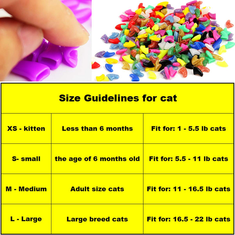 VICTHY 140pcs Cat Nail Caps, Colorful Pet Cat Soft Claws Nail Covers for Cat Claws with Glue and Applicators XS - PawsPlanet Australia