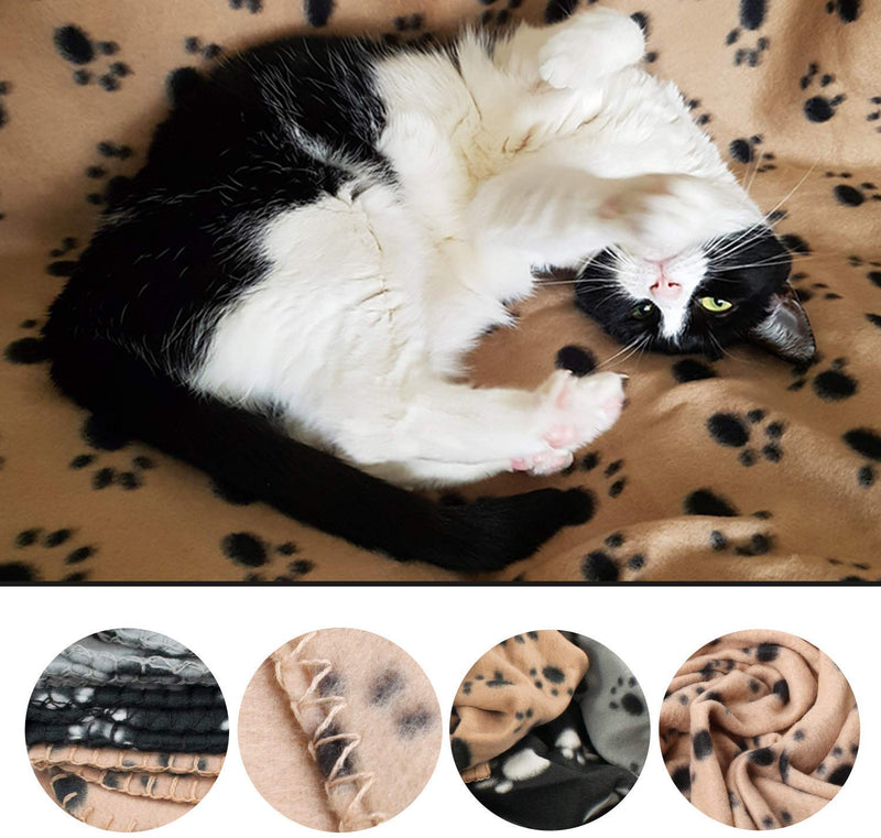 YIQI paw print pet blanket for dog or cat, soft finish, heavy duty winter blanket, fleece blanket cosy cat bed, paw prints mat 3pcs(60 x 70 cm) - PawsPlanet Australia