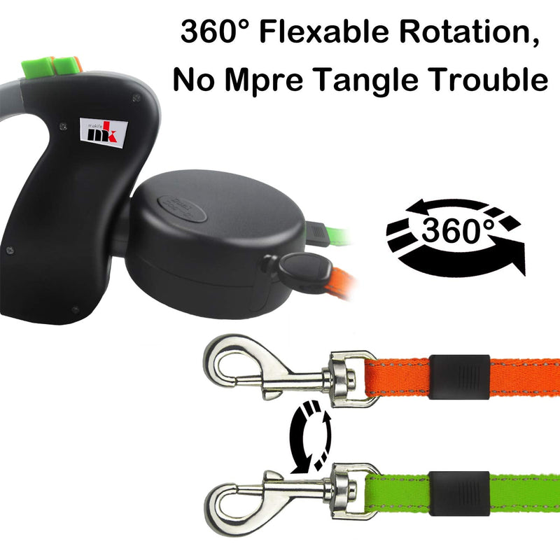 Double Retractable Dog Leash Makife Dual Doggie Pet Leash Dog Leash Automatic Dog Retractable Leash, Retractable 3m Suitable for Small and Medium Dogs Hiking Jogging 15pcs Dog Poop Bags - PawsPlanet Australia
