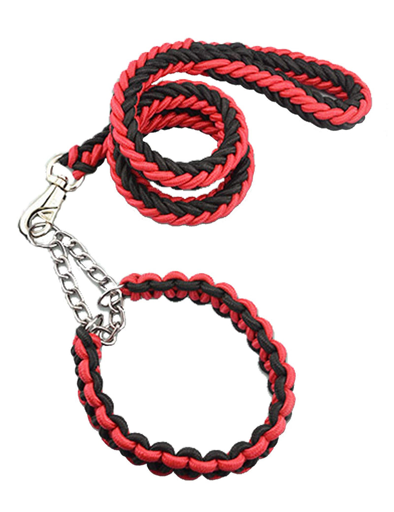 [Australia] - FKXG Dog Leash and Collar Set, Leash Set for Dog Including,Collar, Dog Training Leash (2 in 1), for Medium and Large Dogs, Perfect for Daily Training, Walking, Hiking (80-150 LBs) L Red and Black 