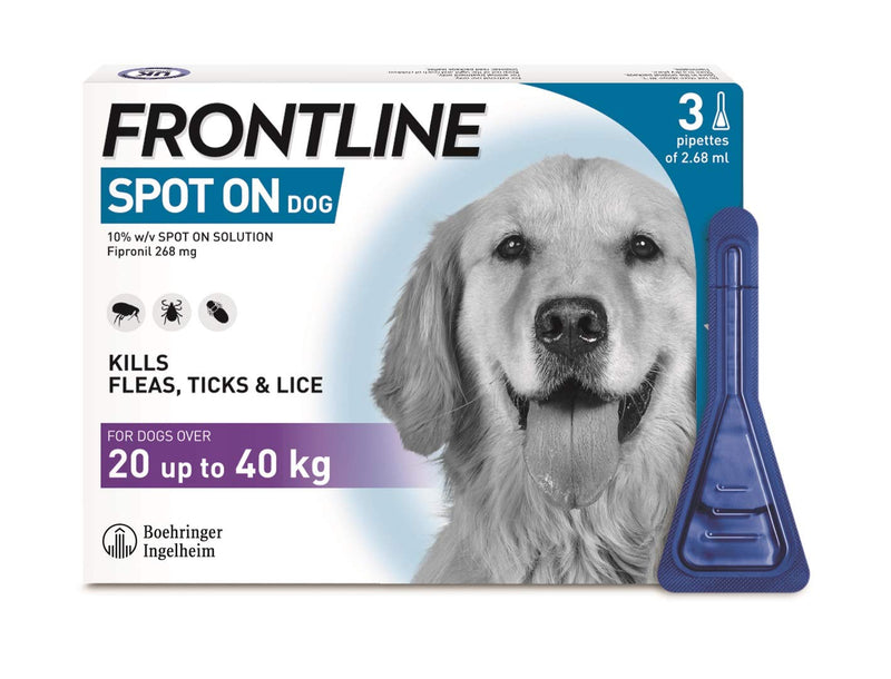 FRONTLINE Spot On Flea & Tick Treatment for Cats - 6 Pipettes & Spot On Flea & Tick Treatment for Large Dogs (20-40 kg) - 3 Pipettes - PawsPlanet Australia