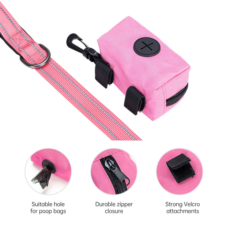 EXCELLENT ELITE SPANKER Reflective Nylon Dog Training Leash Strong Durable Dog Leash 5 Feet Long 1" Wide with Poop Bag Holder for Small and Medium Dogs（Pink）Pink 5.2FT*1'' - PawsPlanet Australia