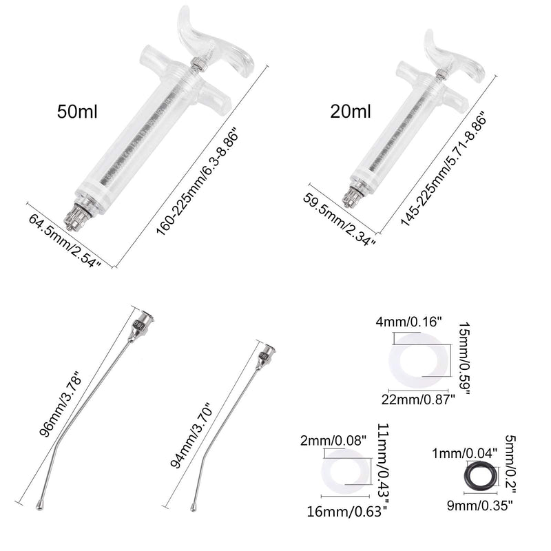 AHANDMAKER Feeding Syringe for Baby Birds, 2 Sizes Animal Syringe with Stainless Steel Material Curved Gavage Tubes for Feeding Young Birds, 50/20ml - PawsPlanet Australia