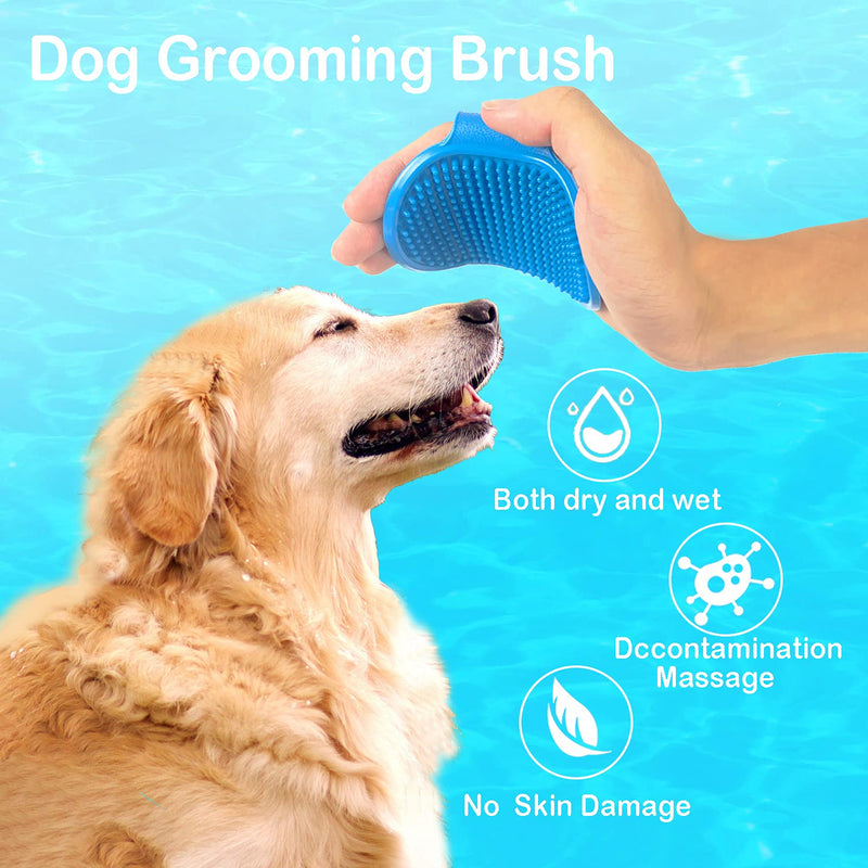 COOLBEY 3 Packs Dog Grooming Pet Shampoo Bath Brush，Adjustable Ring Handle Suitable Soft Rubber Bristles Massage Brush for Short Long Haired Dogs and Cats - PawsPlanet Australia