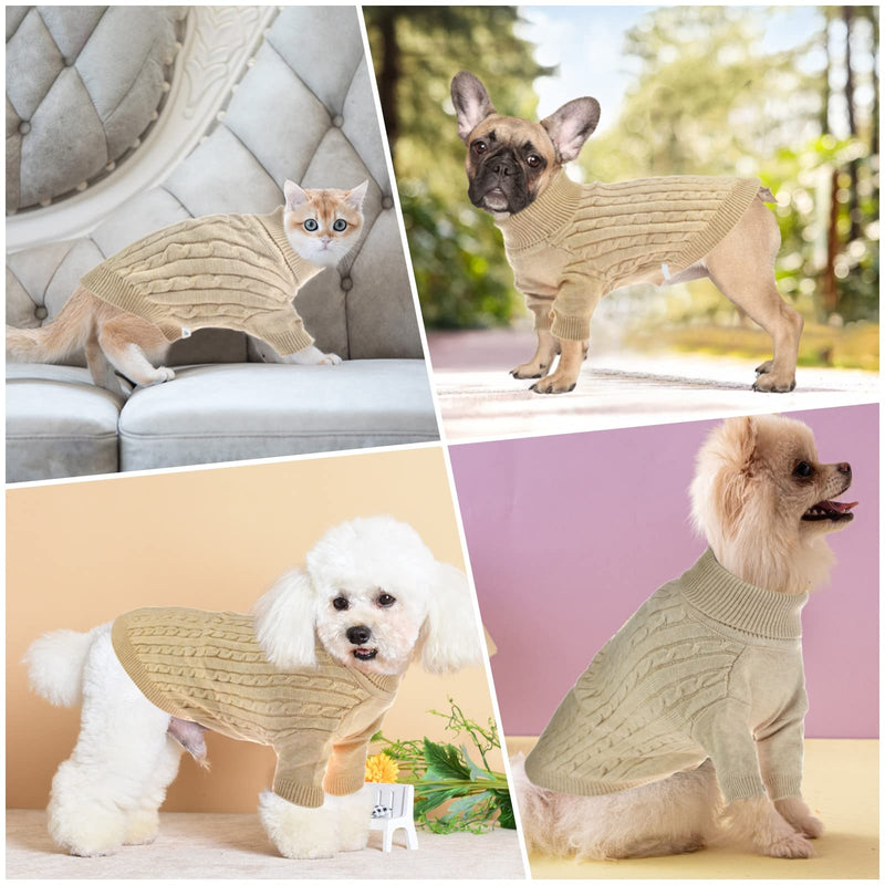 Vehomy Dog Turtleneck Sweater Dog Pullover Sweater for Small Medium Dogs Pet Knitwear Clothes Dog Knitted Sweater Outfit Puppy Dog Cat Warm Shirt Clothes M - PawsPlanet Australia