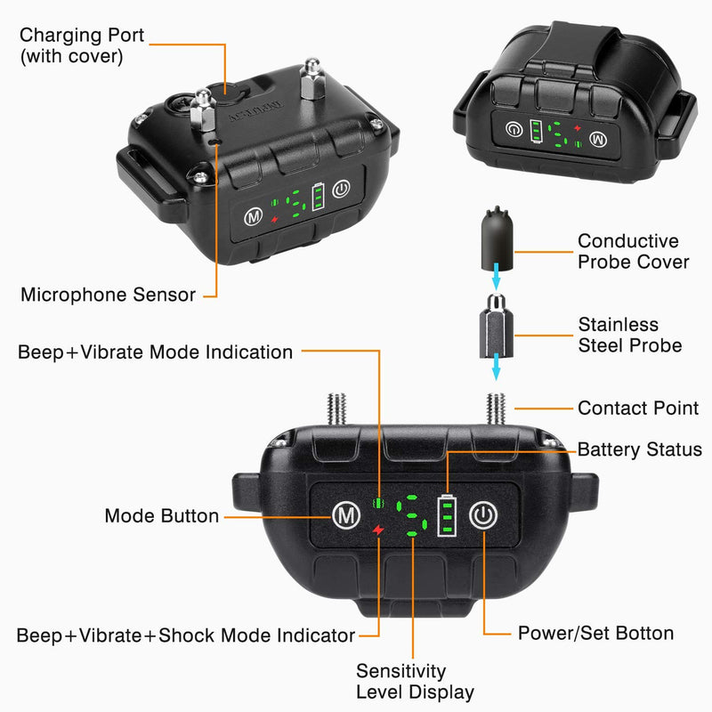 [Australia] - Flittor Bark Collar, No Bark Collar Rechargeable with Beep, Anti bark Collar with Adjustable Sensitivity and Intensity Beep Vibration No Harm Shock for Small Medium Large Dogs… 