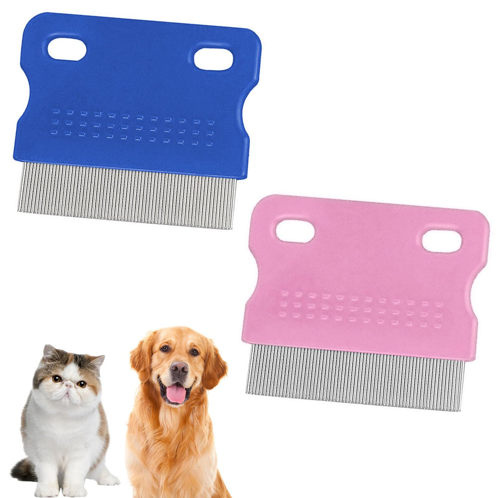 Pack of 2 Cat Dog Flea Comb, Pet Comb Stainless Steel Lice Comb, Pet Grooming Tool, Tear Stain Remover Combs, Hair Removal, Massage, for Removing Dandruff and Hair Stains - PawsPlanet Australia