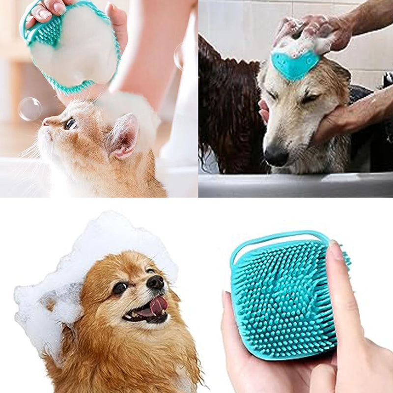 1 piece dog brush, bath brush made of soft, massage brush for dogs, puppy grooming brush, soft pet cleaning massage brush, shampoo dispenser for soothing massage washing - PawsPlanet Australia