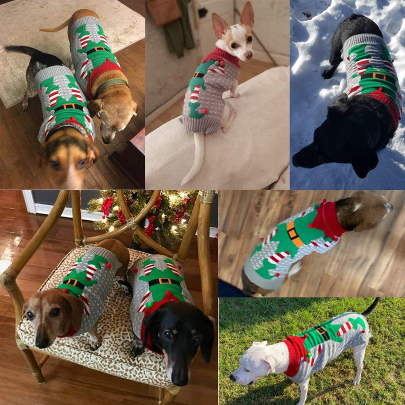 [Australia] - DOGGYZSTYLE Ugly Dog Sweaters for Christmas Pet Cat Clothes Xmas Elf Design Holiday Festive Puppy Jumpers Apparel M(Chest 13.77" x Back Length 12.59") Gray Elk 